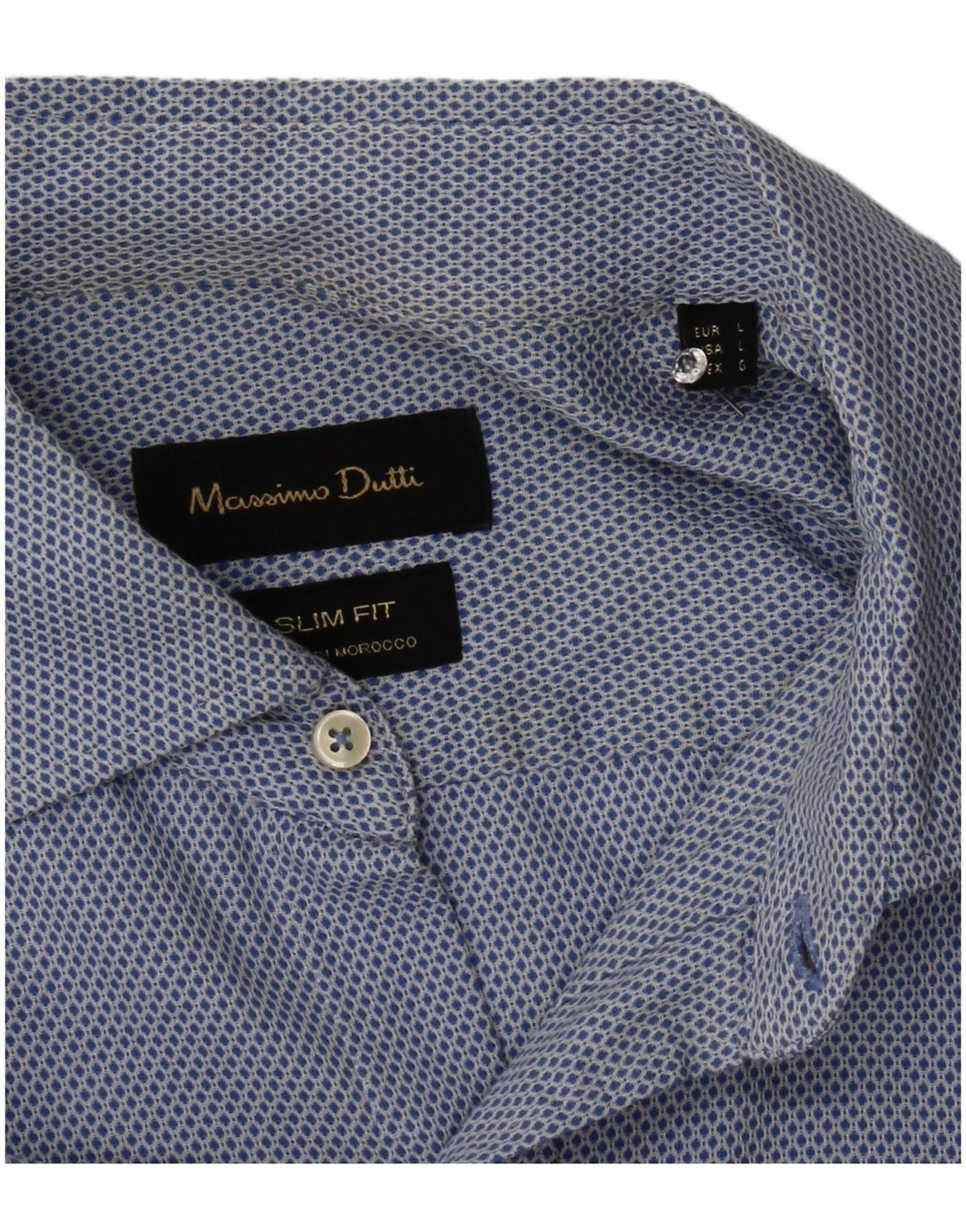 Massimo Dutti Herre Slim Fit Skjorte Stor Blå Geometrisk