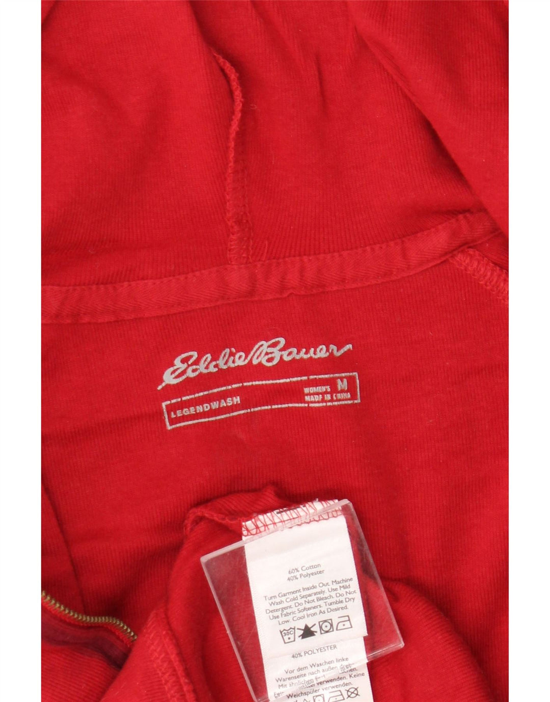 Eddie Bauer Dame Hættetrøje Sweater UK 14 Medium rød ternet bomuld
