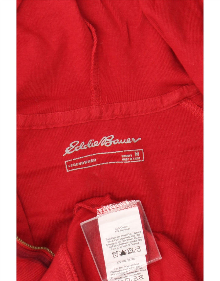 Eddie Bauer Dame Hættetrøje Sweater UK 14 Medium rød ternet bomuld