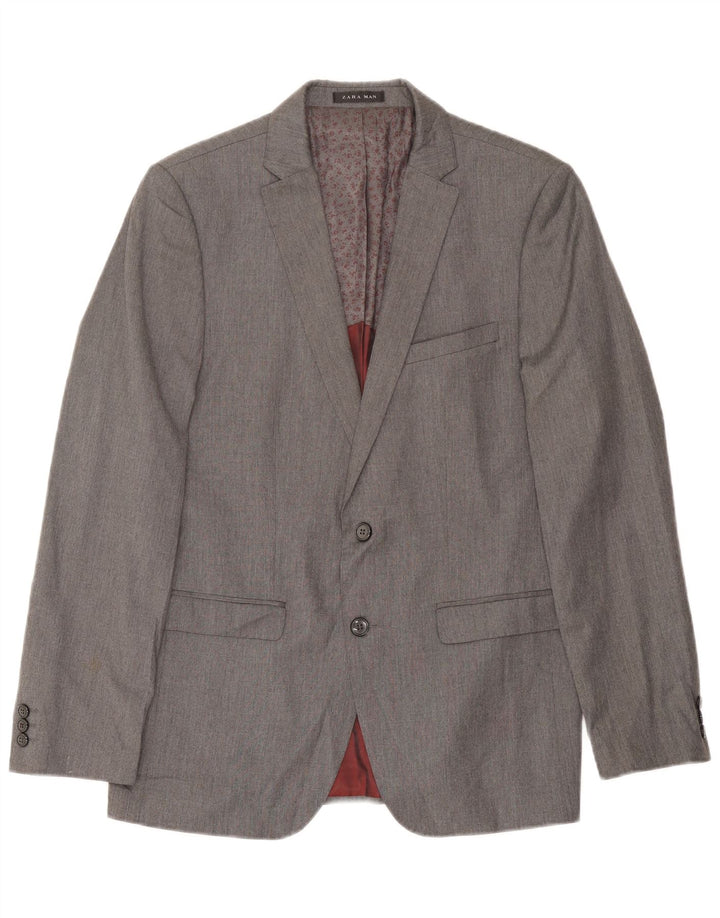 Zara Herre 2-knaps blazerjakke UK 38 Medium Grey Viscose