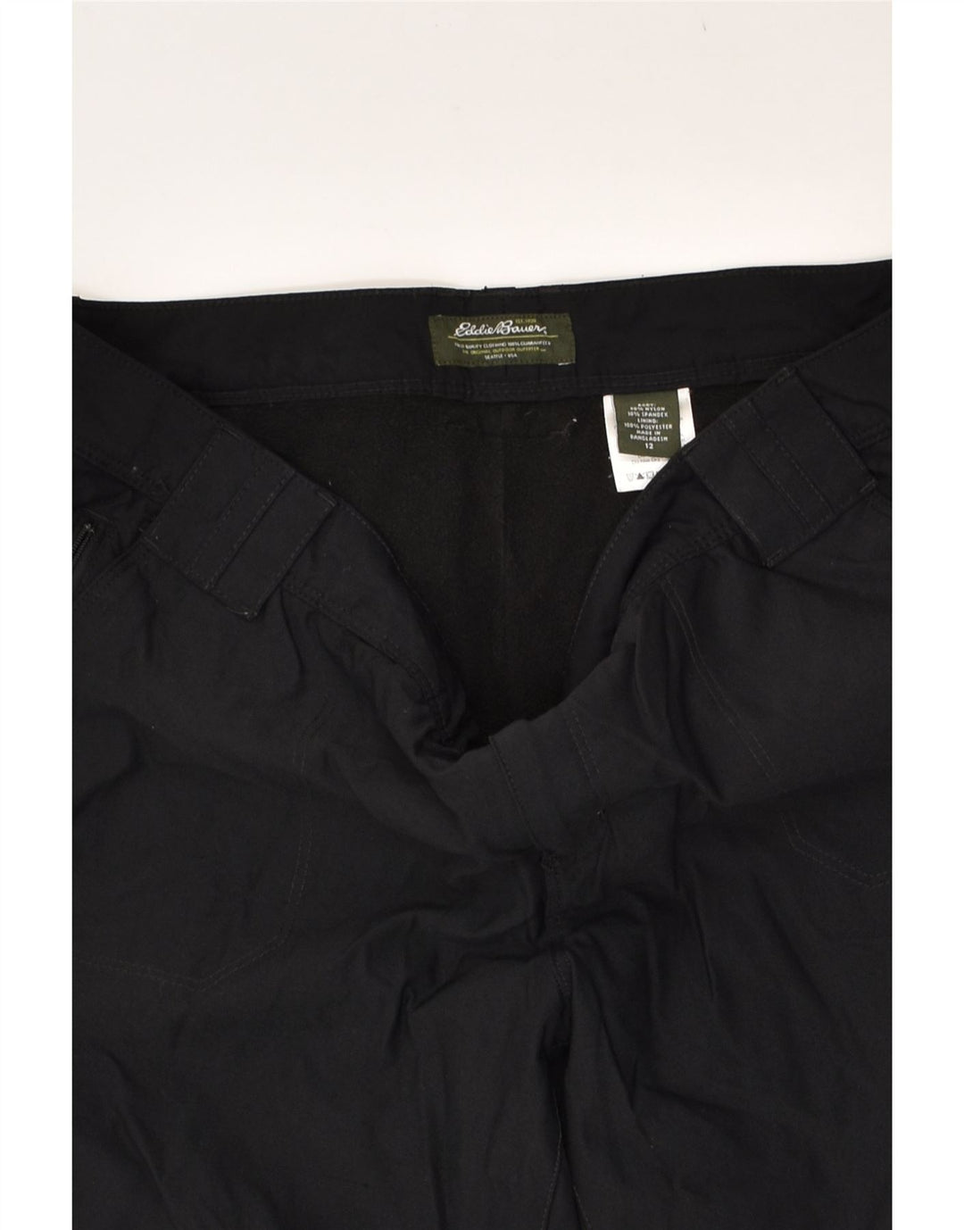 EDDIE BAUER Womens Windbreaker Trousers US 12 Large W34 L32  Black Nylon | Vintage Eddie Bauer | Thrift | Second-Hand Eddie Bauer | Used Clothing | Messina Hembry 