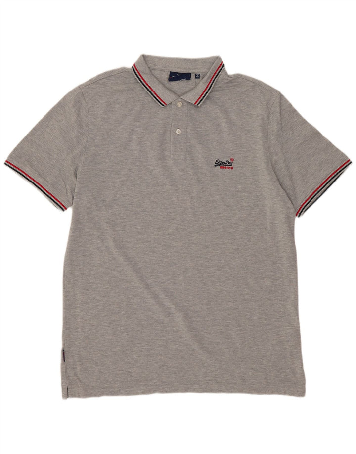SUPERDRY Polo Shirt til mænd 2XL Grå Bomuld