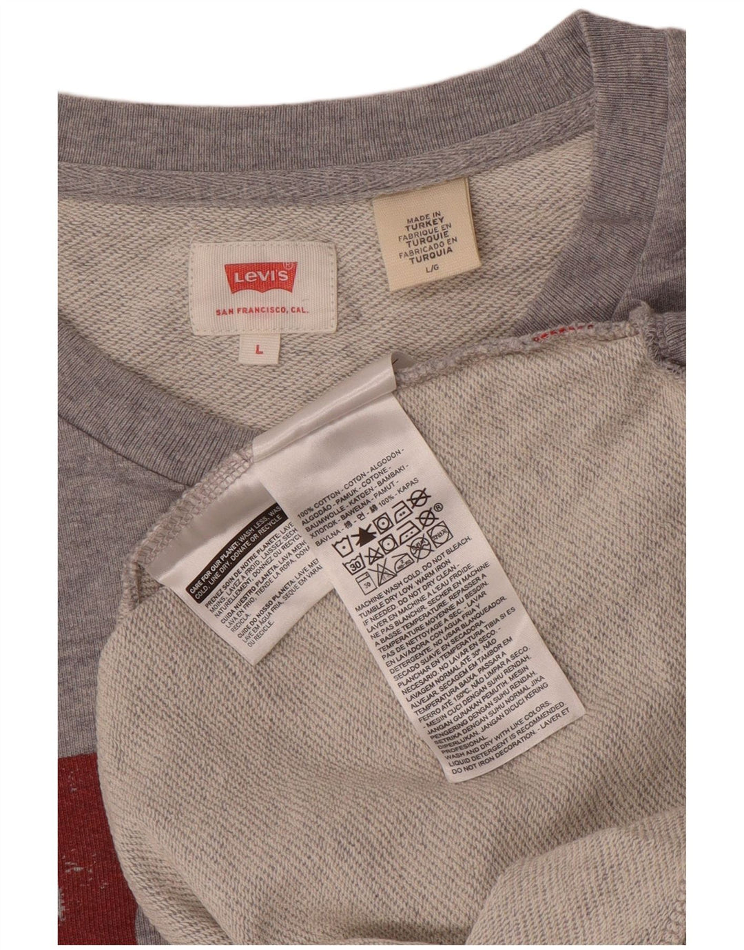 Levi's Herre Graphic Sweatshirt Trøje Large Grå Stribet Bomuld