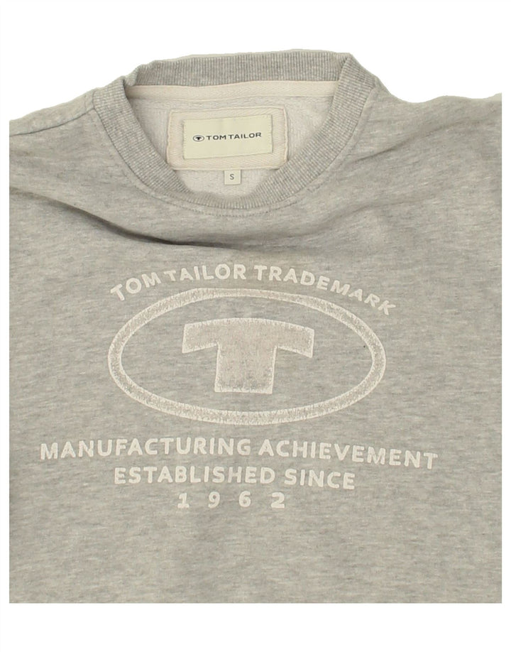 TOM TAILOR Mens Graphic Sweatshirt Jumper Small Grey Cotton Vintage Tom Tailor and Second-Hand Tom Tailor from Messina Hembry 