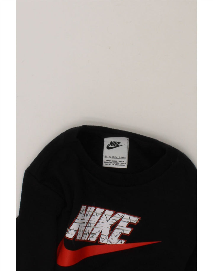 NIKE Boys Graphic Sweatshirt Jumper 2-3 Years Black Cotton Vintage Nike and Second-Hand Nike from Messina Hembry 