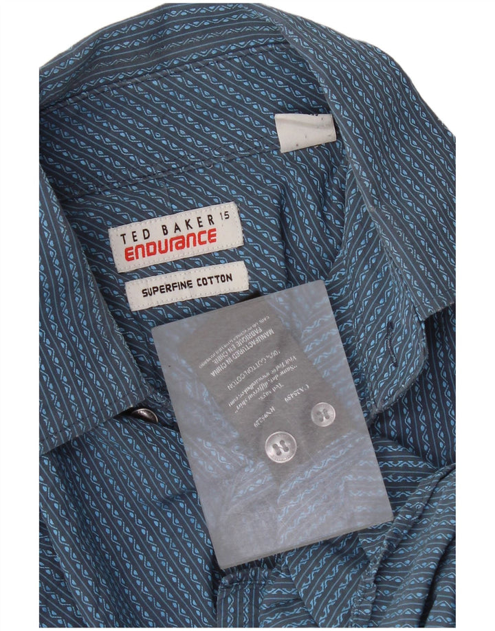 Ted Baker Herre formel skjorte størrelse 15 Medium Blue Pinstripe Cotton