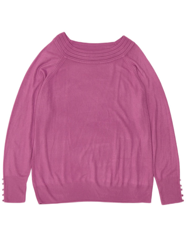 Marks & Spencer Dame Boat Neck Jumper Sweater UK 22 2XL Lilla Akryl