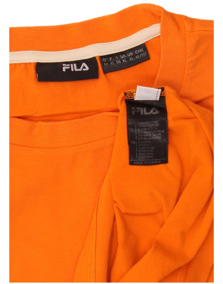 Fila Herre T-Shirt Top XL Orange Colourblock Bomuld