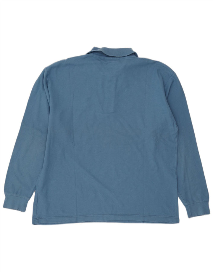 DIADORA Mens Long Sleeve Polo Shirt IT 50 Medium Blue Cotton