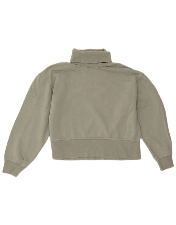 Zara Womens Crop Sweatshirt Jumper UK 14 Medium Green Bomuld