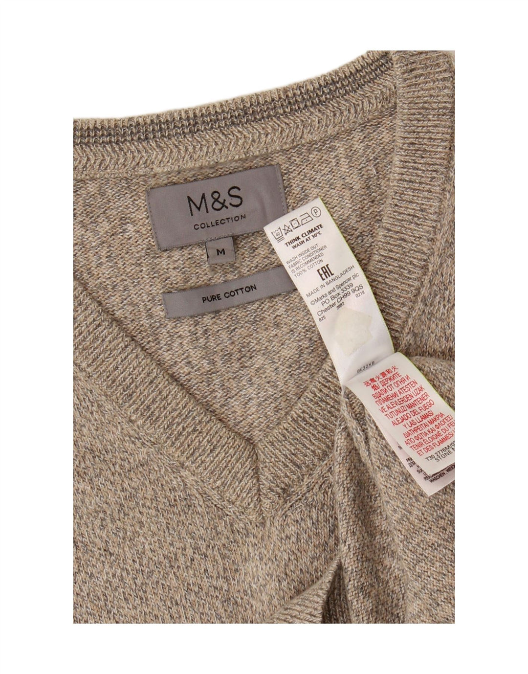 Marks & Spencer Herrevest Tank Top Medium Beige Flecked Bomuld