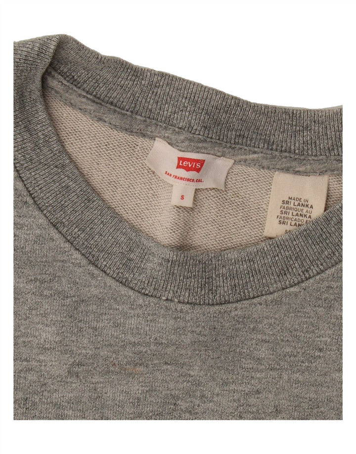 LEVI'S Womens Crop Graphic Sweatshirt Jumper UK 10 Small Grey Vintage Levi's and Second-Hand Levi's from Messina Hembry 