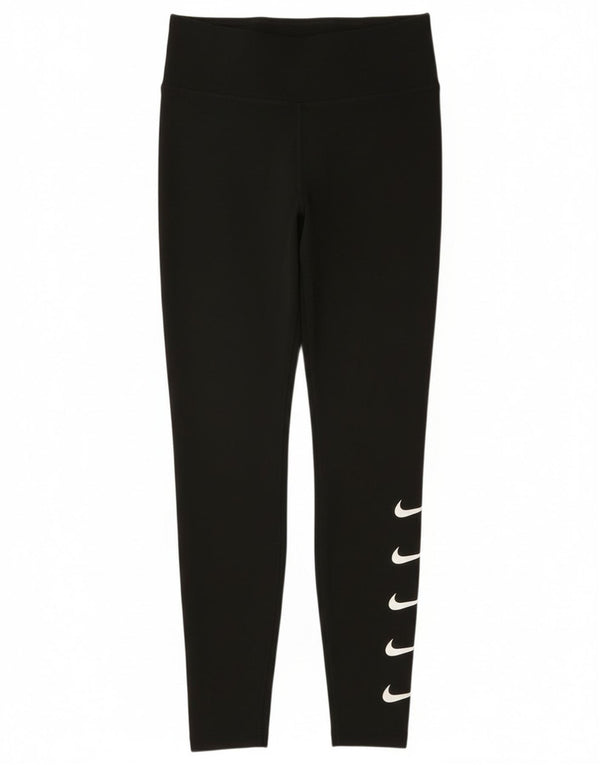 Nike Dame Dri Fit Grafiske Leggings UK 10 Small Black Polyester