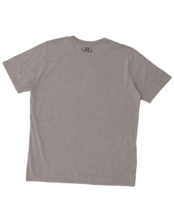 Under Armour Herre Heat Gear Grafisk T-Shirt Top XL Grå Bomuld