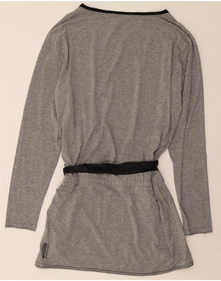 MOSCHINO Womens Oversized Graphic Long Sleeve Basic Dress UK 10 Small Grey Vintage Moschino and Second-Hand Moschino from Messina Hembry 