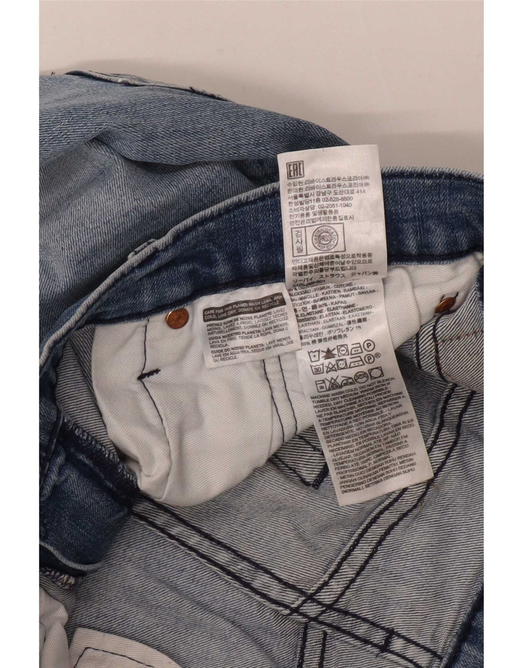 Levi's Herre 511 Distressed Slim Jeans W34 L36 Blå Bomuld