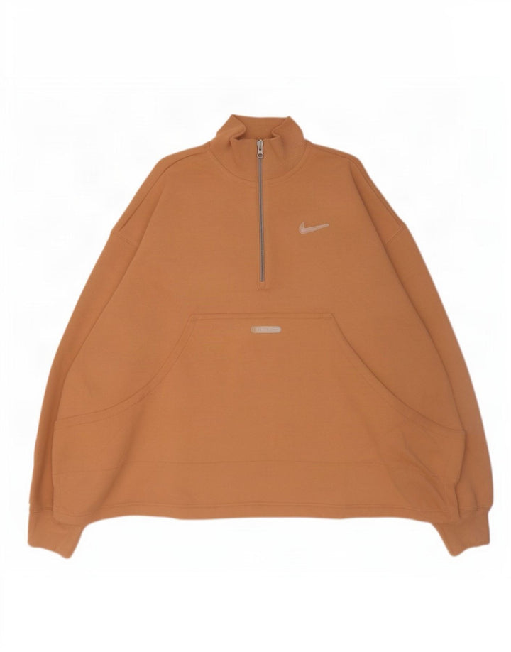 Nike Sweatshirt med lynlås til mænd XL brun bomuld