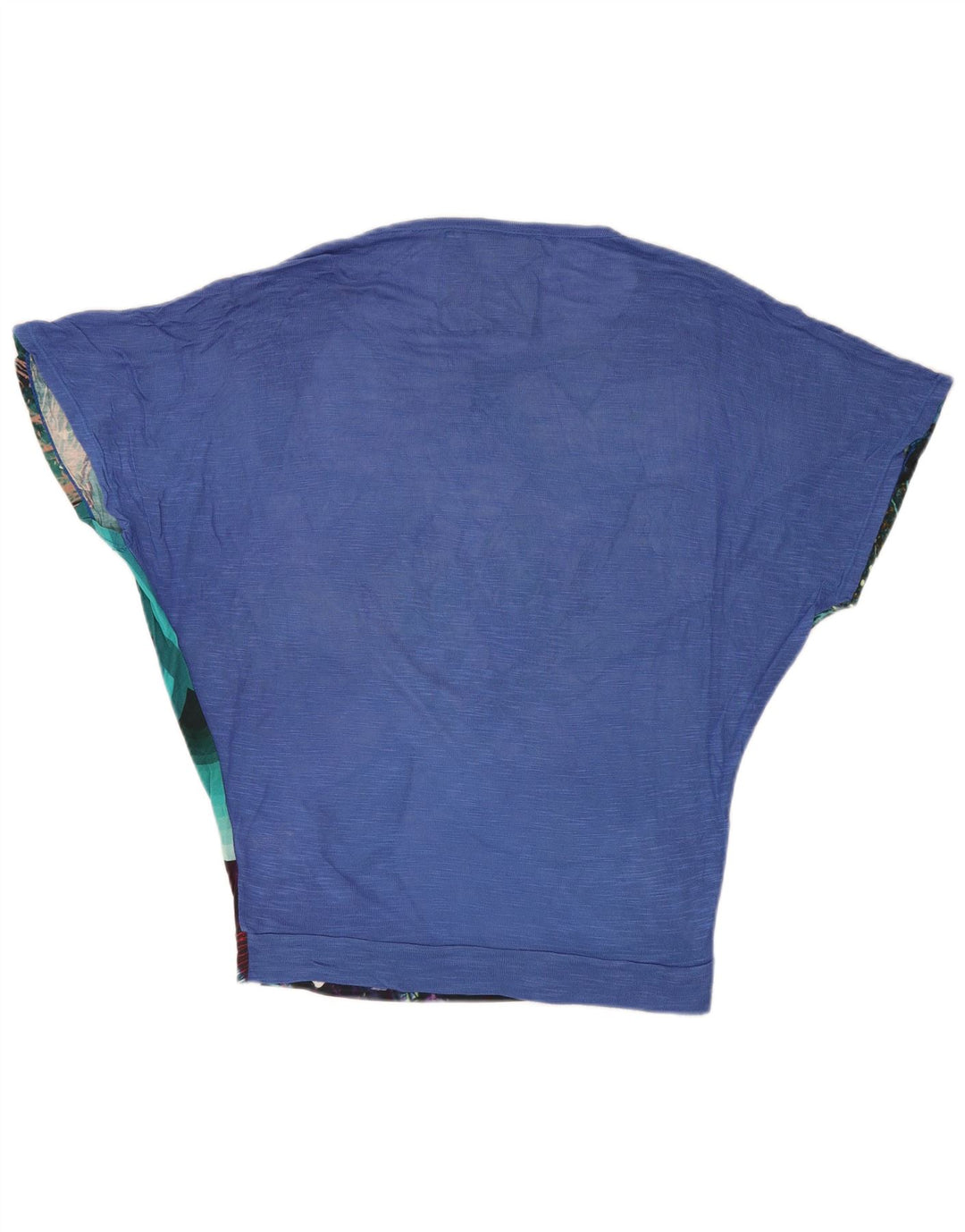 DESIGUAL Womens Batwing Bluse Top UK 10 Small Blue Floral Viscose