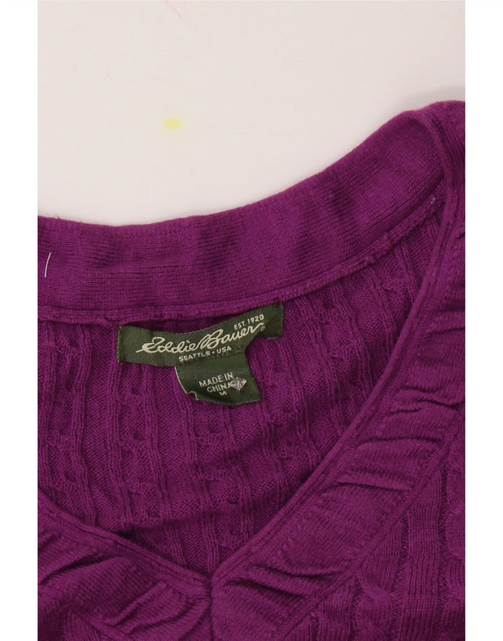 EDDIE BAUER Womens V-Neck Jumper Sweater UK 12 Medium Purple Cotton Vintage Eddie Bauer and Second-Hand Eddie Bauer from Messina Hembry 