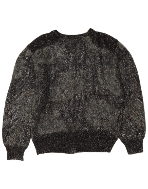 Vintage dame cardigan sweater UK 12 Medium Grey Flecked Mohair