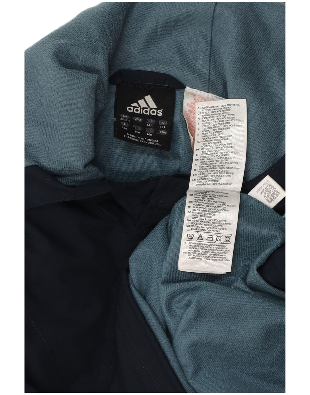 ADIDAS Anorak regnjakke med hætte til drenge 13-14 år marineblå polyester