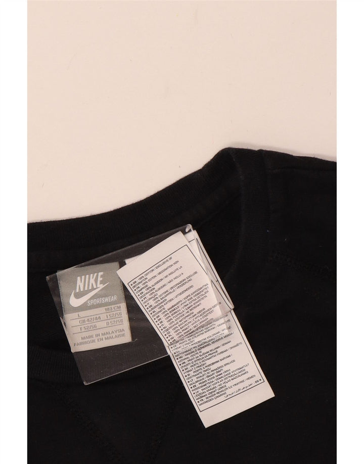 NIKE grafisk sweatshirt til mænd UK 42/44 Stor sort bomuld