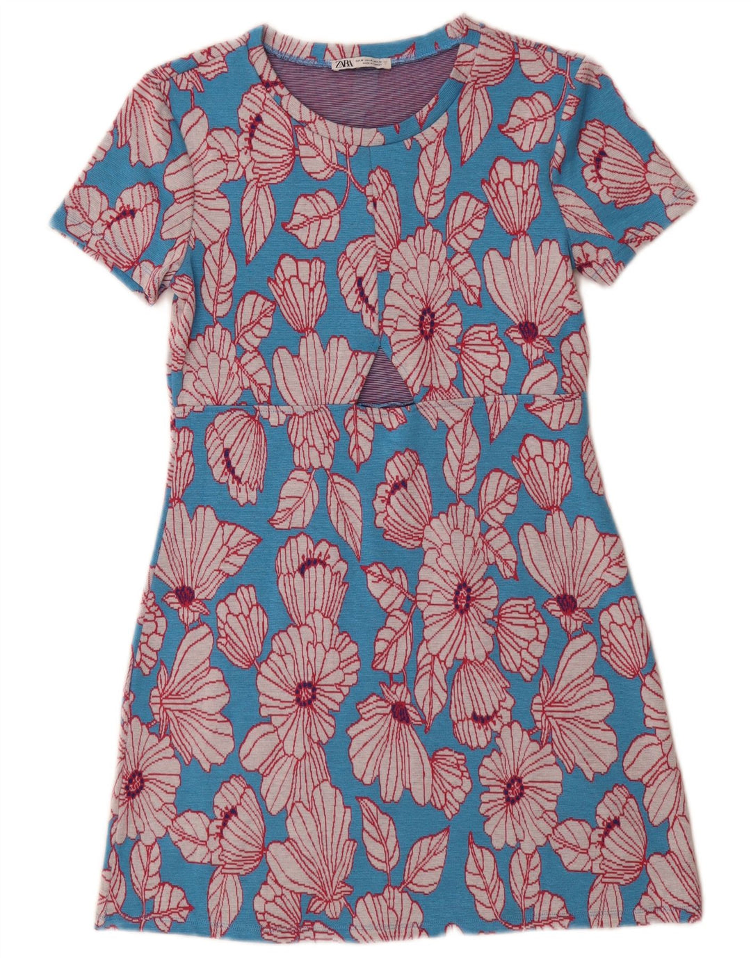 Zara Womens Basic Dress UK 12 Medium Blue Floral