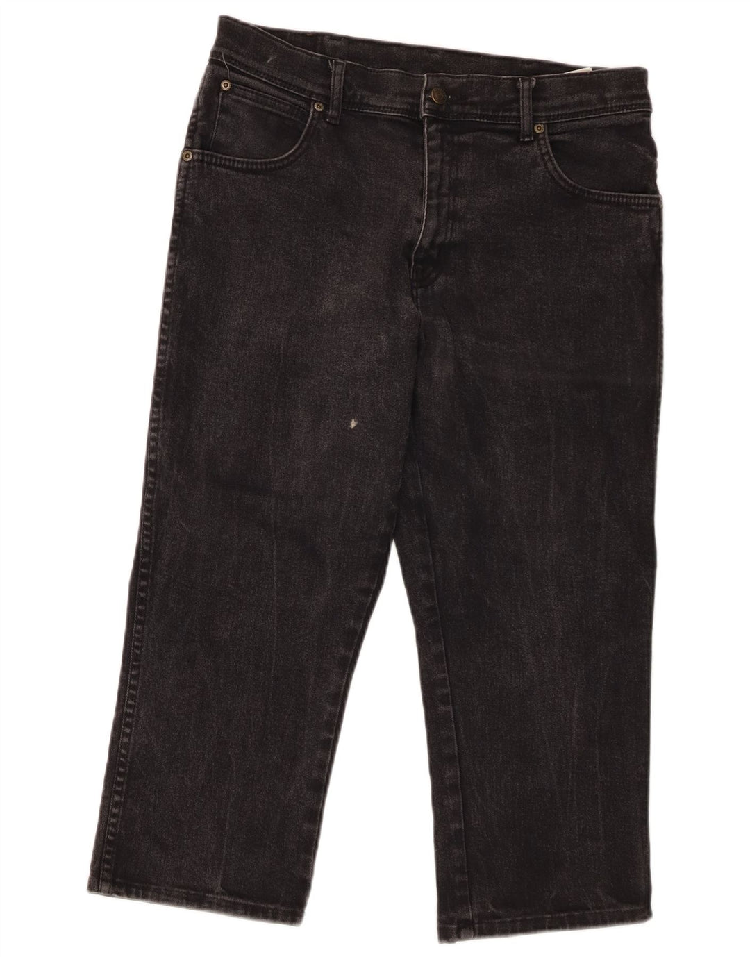 Wrangler Herre Capri Regular Fit Straight Jeans W34 L22 Sort Bomuld