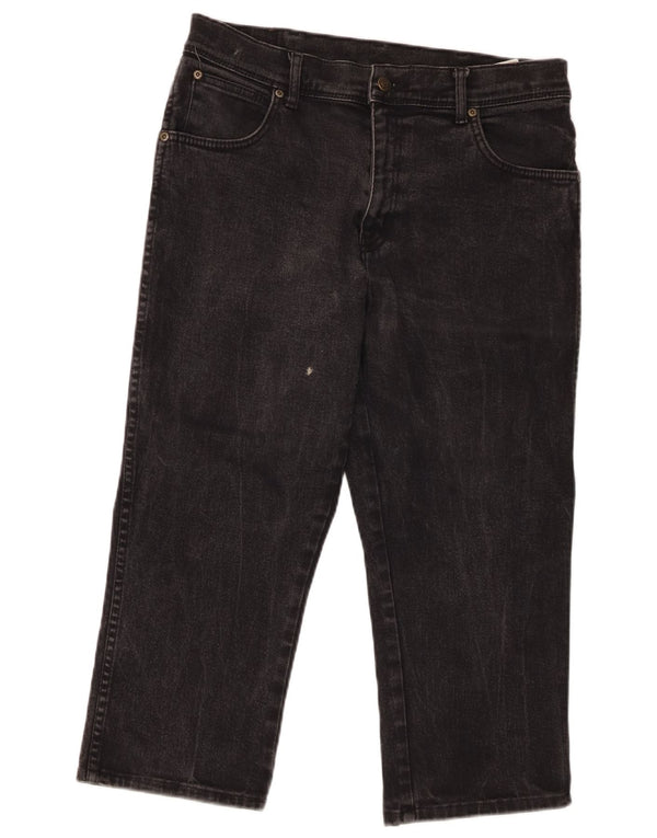 Wrangler Herre Capri Regular Fit Straight Jeans W34 L22 Sort Bomuld
