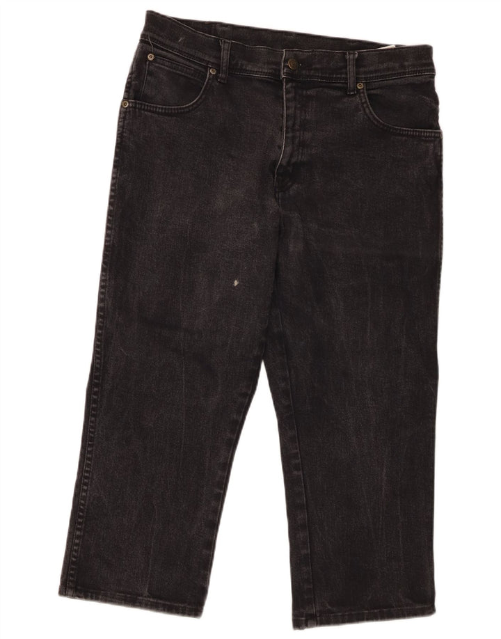 Wrangler Herre Capri Regular Fit Straight Jeans W34 L22 Sort Bomuld