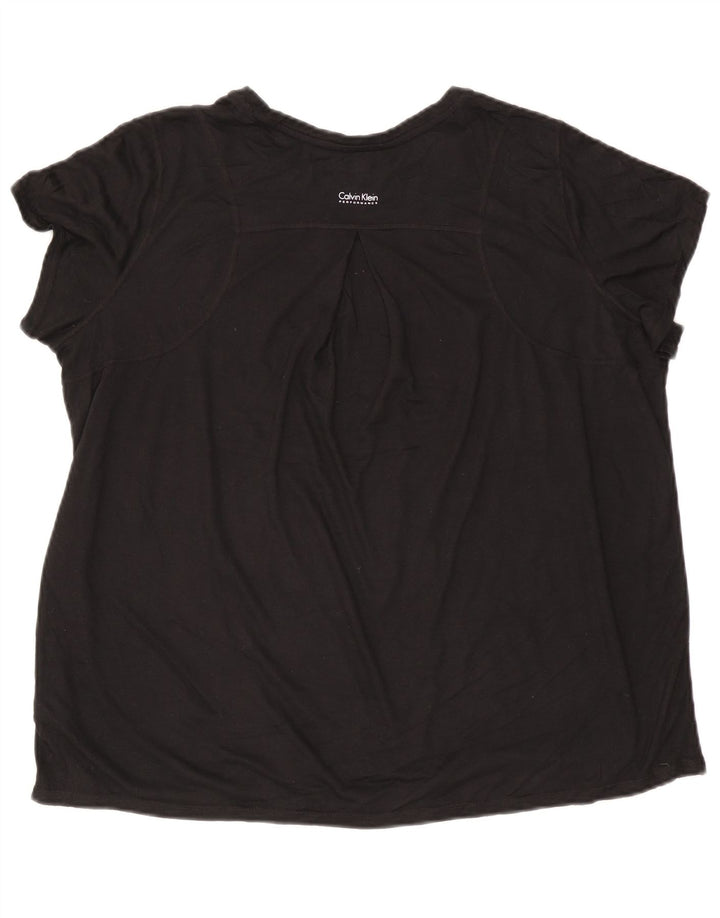 CALVIN KLEIN Dame T-Shirt Top UK 20 2XL Sort Polyester