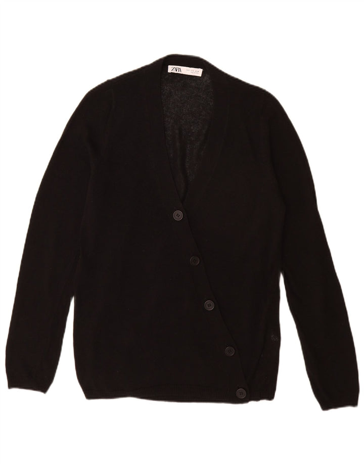 Zara Dame Cardigan Sweater UK 10 Small Black Acryl