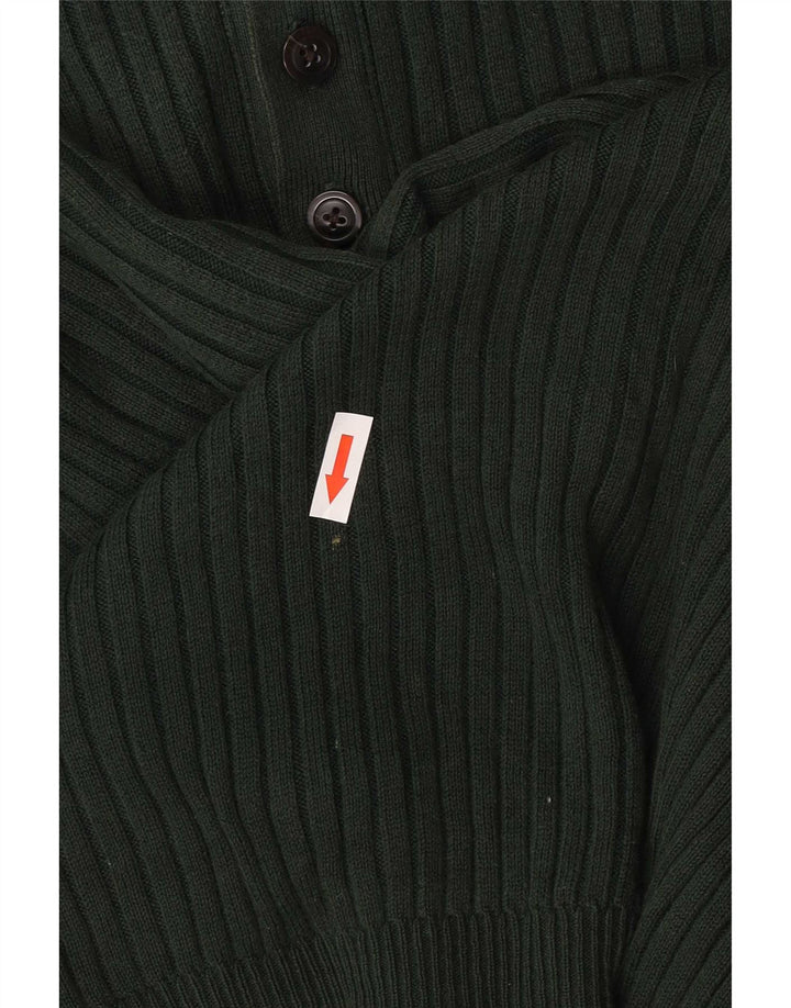 Nautica Herre Button Neck Jumper Sweater Stor Grøn Bomuld