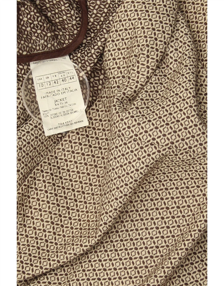 MAX & CO. Womens 3/4 Sleeve Blazer Jacket UK 12 Medium Beige Geometric Vintage Max & Co. and Second-Hand Max & Co. from Messina Hembry 