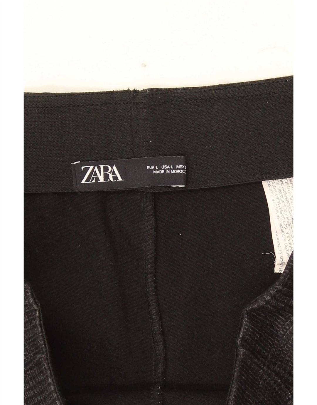 Zara Slim Cropped Bukser Large W32 L26 Grå Houndstooth Polyester