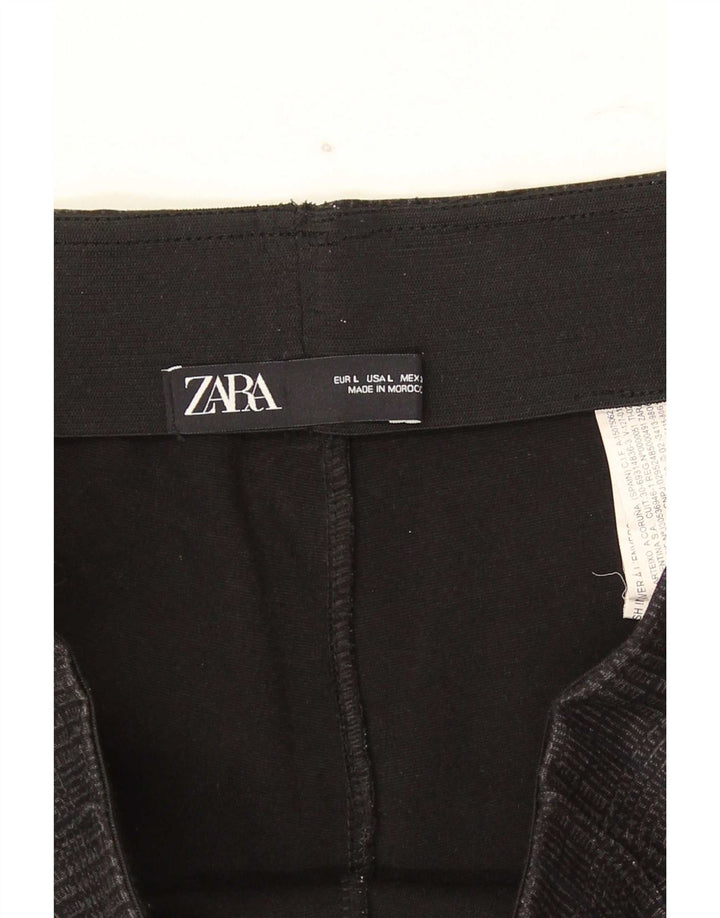Zara Slim Cropped Bukser Large W32 L26 Grå Houndstooth Polyester