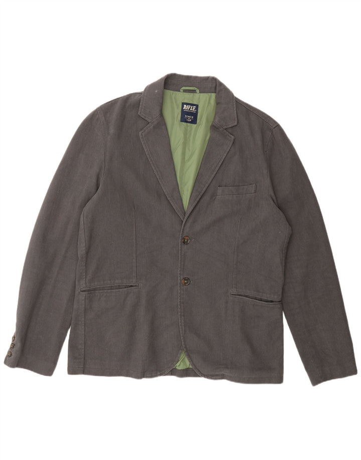 Rifle Herre 2 Button Blazer Jacket UK 44 2XL Grå Bomuld