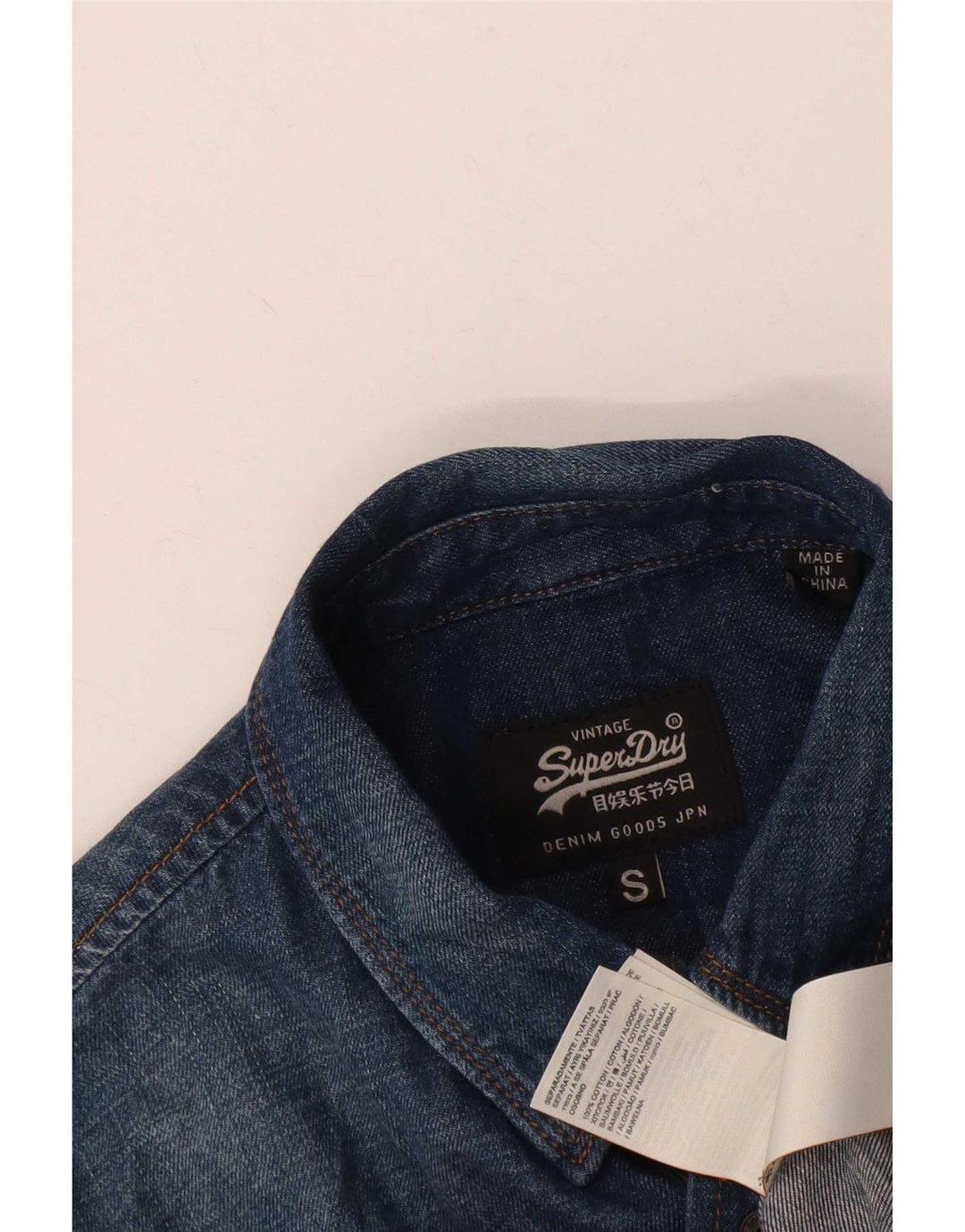 Superdry denimskjorte til mænd, lille blå bomuld