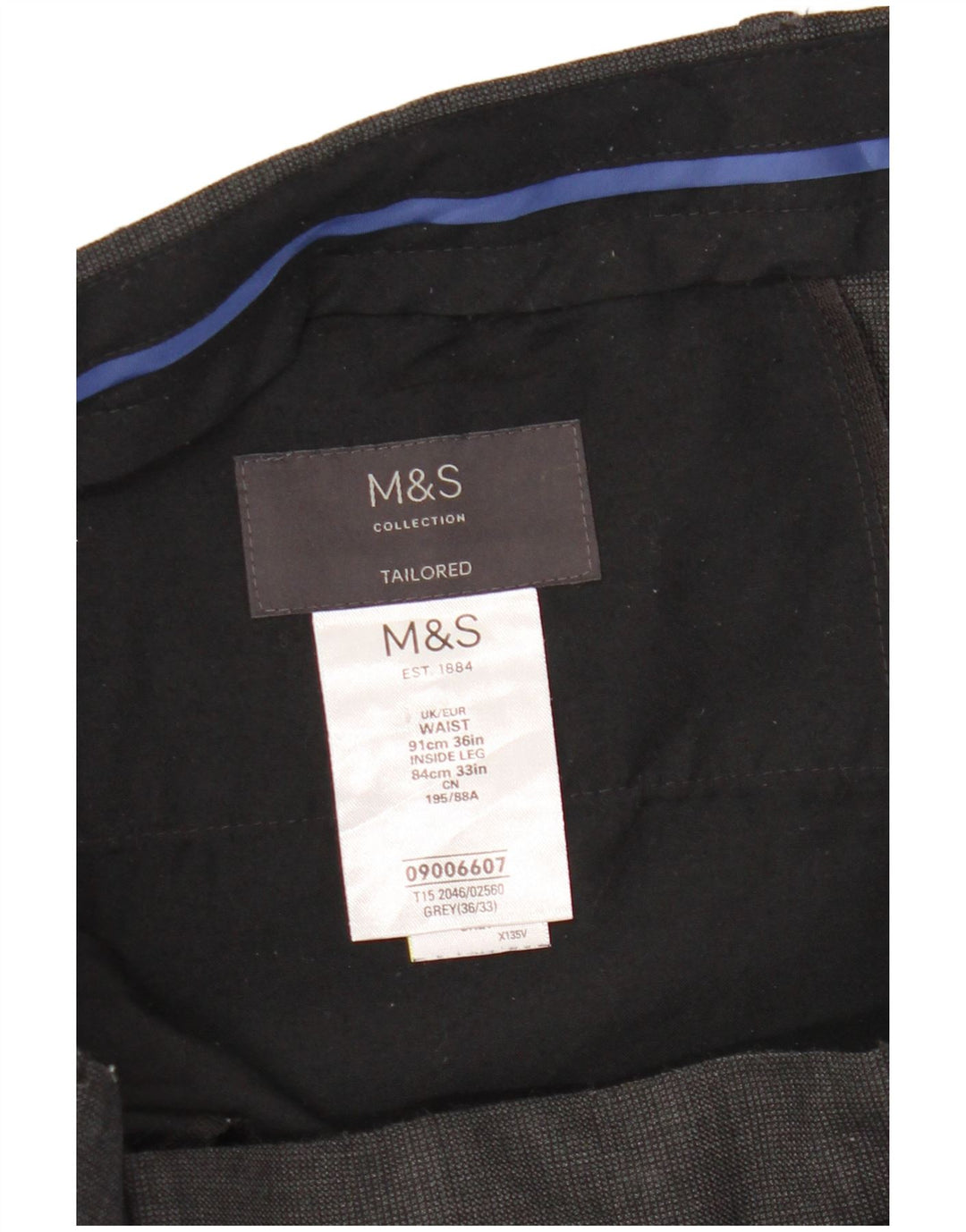Marks & Spencer Skræddersyede Slim Suit Bukser til mænd W36 L33 Grå ternet uld