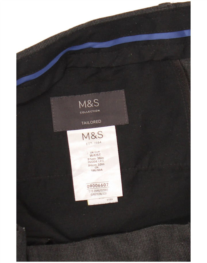 Marks & Spencer Skræddersyede Slim Suit Bukser til mænd W36 L33 Grå ternet uld