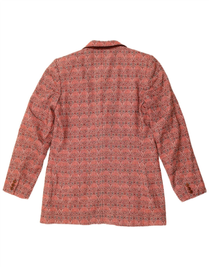 Vintage dame 3-knaps blazerjakke UK 14 Medium Rød Geometrisk