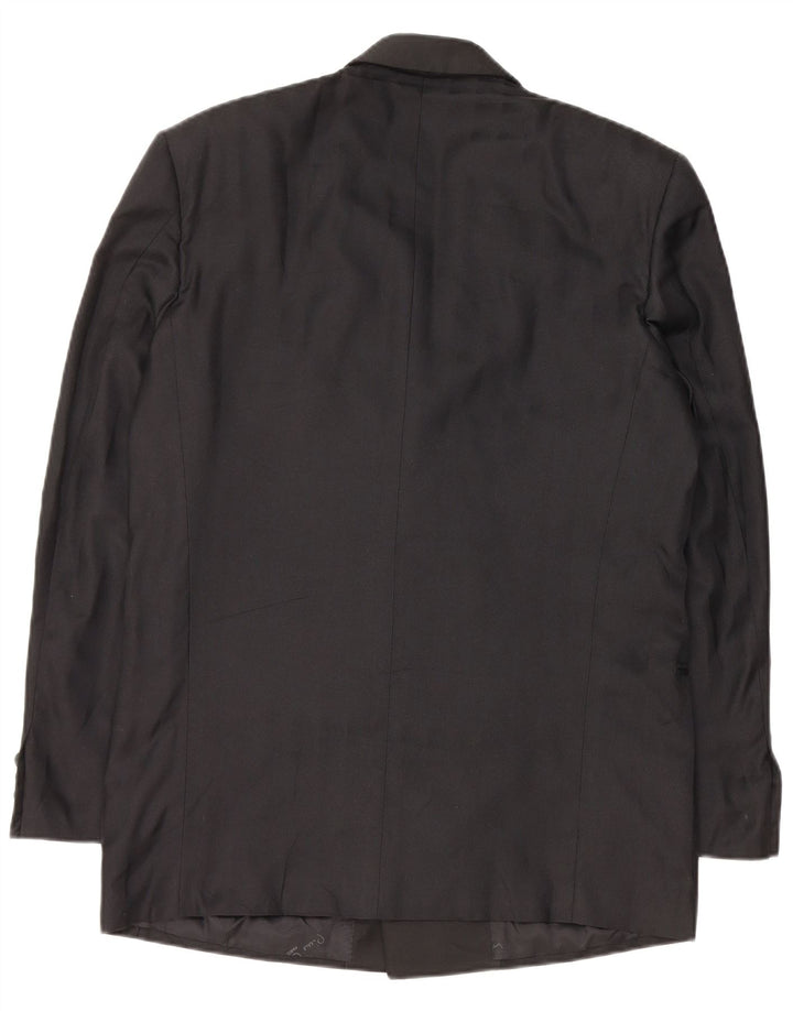 Pierre Cardin Herre Double Breasted Blazer Jacket UK 38 Medium Sort Silke