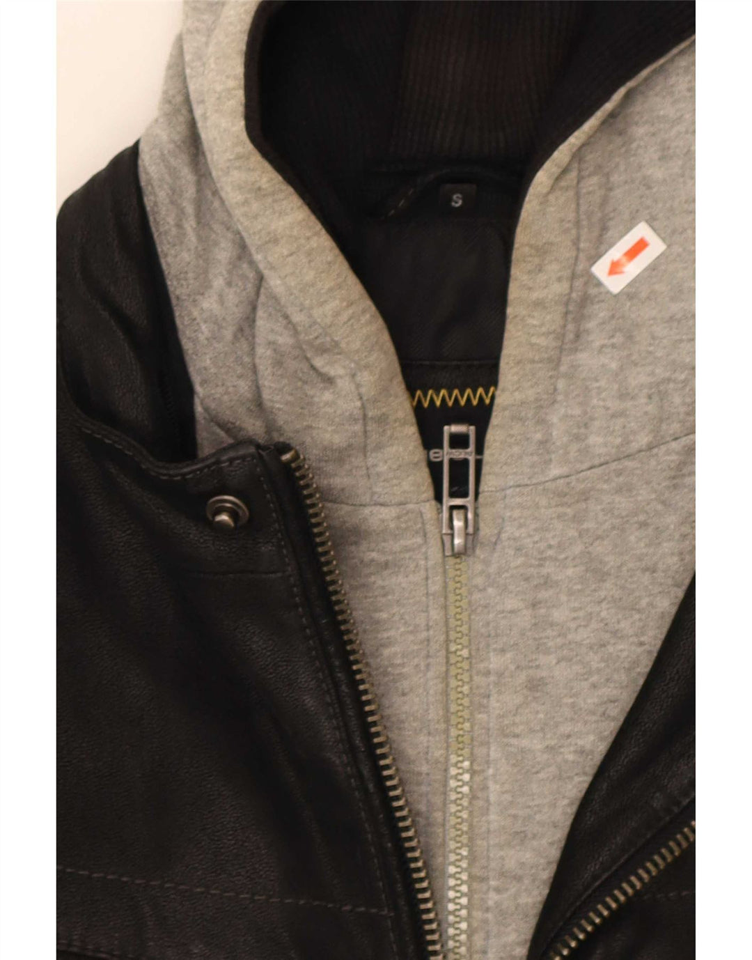 Angelo Litrico Herre hættelæderjakke UK 36 Small Black Colourblock