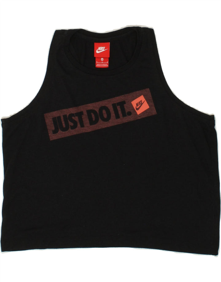 NIKE Womens Crop Graphic Vest Top UK 14 Medium Black Cotton Vintage Nike and Second-Hand Nike from Messina Hembry 