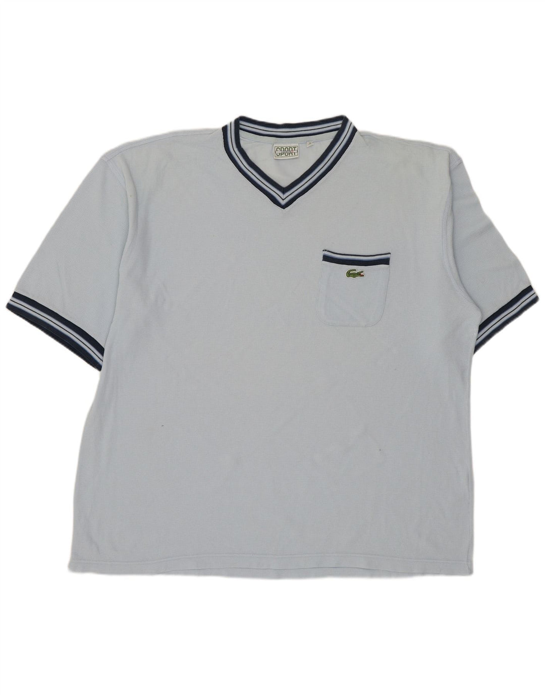 LACOSTE Herre T-Shirt Top Størrelse 7 2XL Blå Bomuld