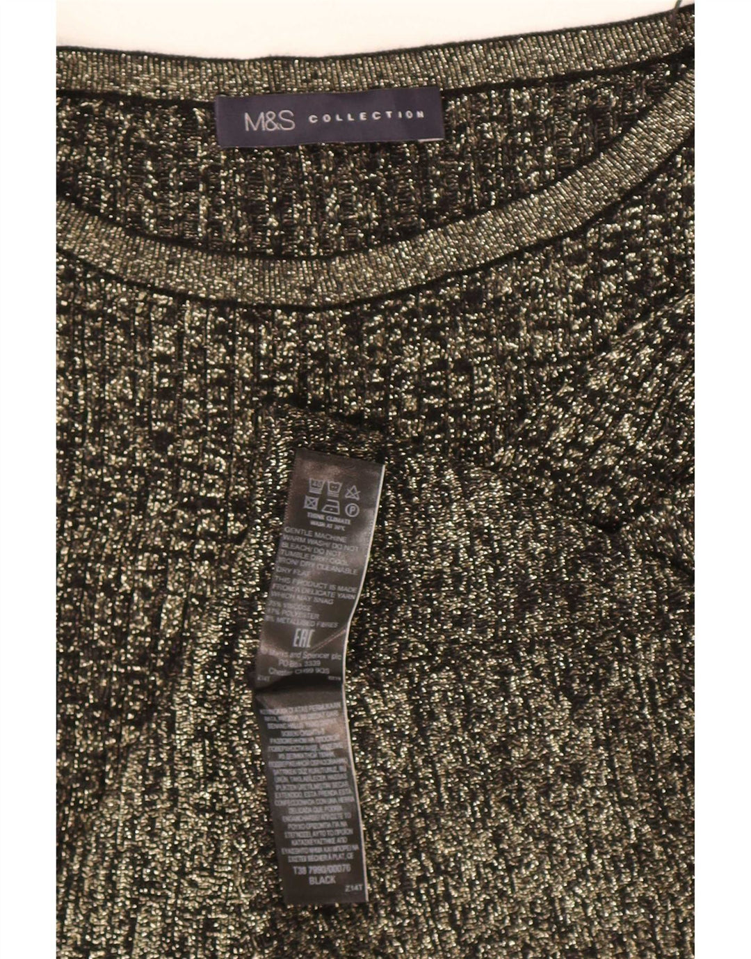 Marks & Spencer Dame Boat Neck Jumper Sweater UK 12 Medium Black Viscose