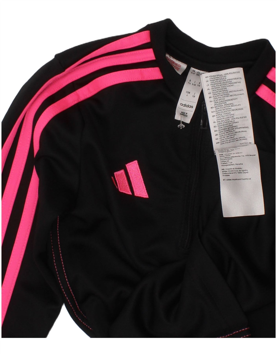 Adidas Girls Aeroready Zip Neck Pullover Træningsdragt Top 5-6 år Sort