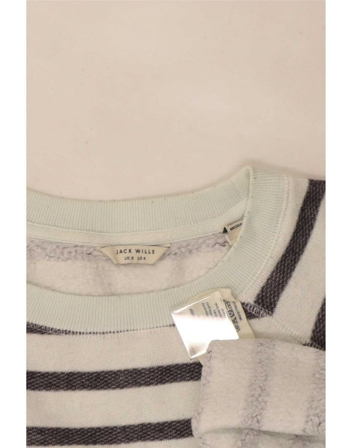 Jack Wills Dame Sweatshirt Jumper UK 8 Lille hvid stribet bomuld