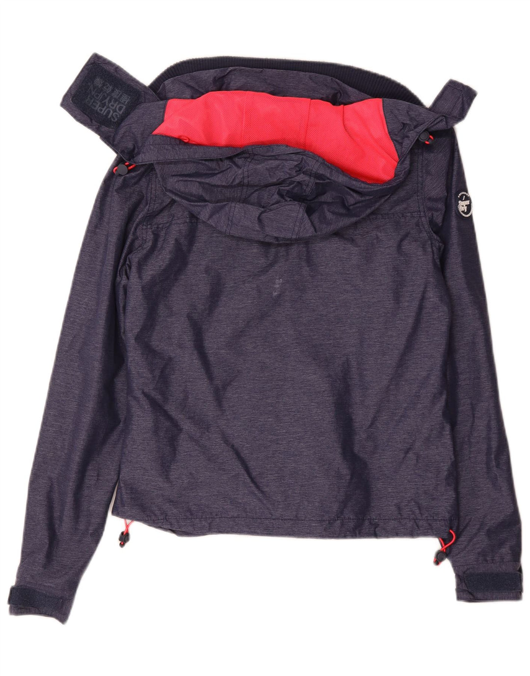 Superdry Regnjakke med hætte til kvinder UK 10 Lille marineblå nylon