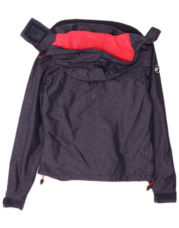 Superdry Regnjakke med hætte til kvinder UK 10 Lille marineblå nylon
